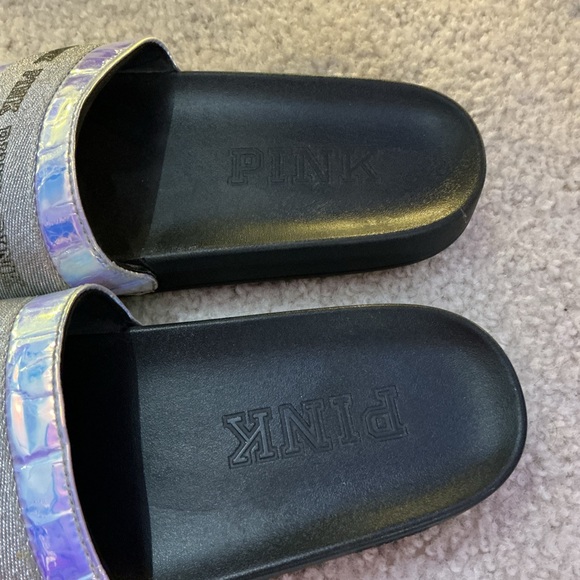 Victoria's Secret Pink Holographic Slide Sandals - Picture 2 of 4